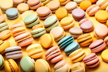 Obraz premium colorful macaroons on a wooden table