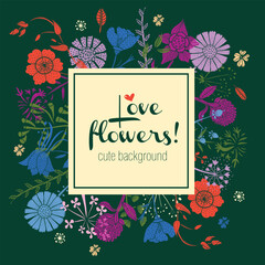 Love flowers. Cute greeting postcard. Hand drawn. - 775161752