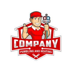 Plumbing service logo with house and water drop