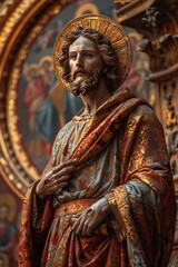 Greek Orthodox Iconography Adorned with Gold Leaf The images slightly blur