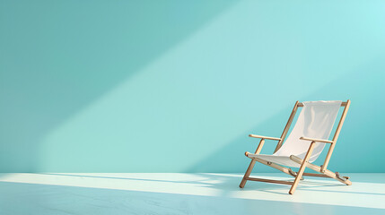Beach chair on light blue background, ai generated