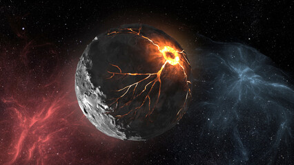 3d rendering- Dead Planet in deep space  
Cinematic view of dead planet
