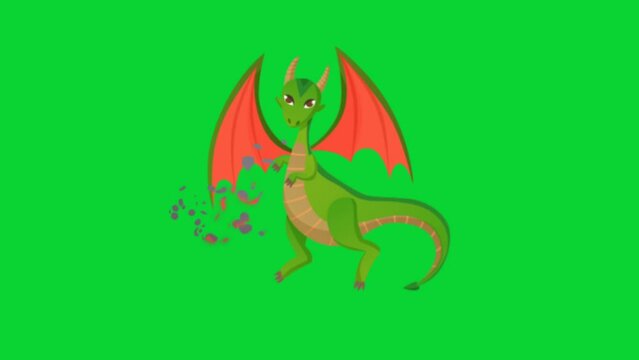 Dragons 3D icon Pack collection, Animation Cartoon Video Green Screen, Element Stock Overlay, 4k Animation Sticker, Realistic running with loop animation, chroma key, Green Screen Background