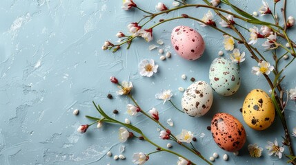 Fototapeta na wymiar Easter card background in spring - Easter bunny and egg scene