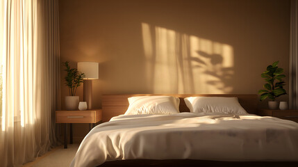 Serene Morning Light in a Cozy Bedroom Interior