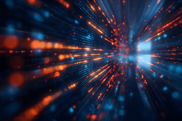 Obraz premium Dynamic Light Trails and Digital Data Flow Concept