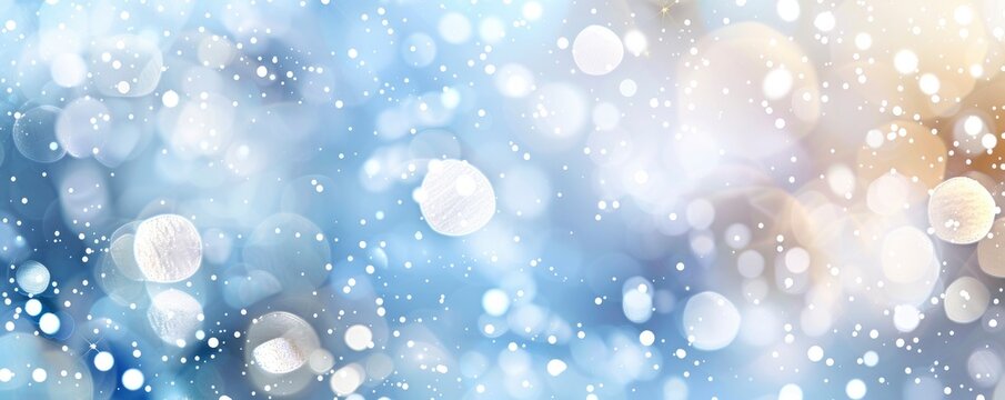 Abstract white and blue background with bokeh lights