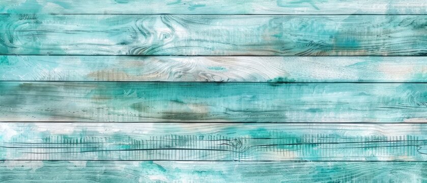 Beautiful turquoise wood background with watercolor stripes, texture for design and decoration