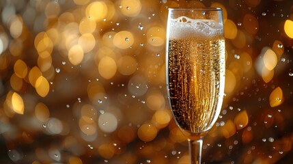 a bubbly champagne flute on a refined ivory background, with delicate bubbles rising to the surface, in stunning 8k full ultra HD.