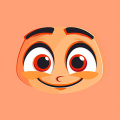 Large vector art emoticon: smiling face with bright sparkling eyes in a minimalist design