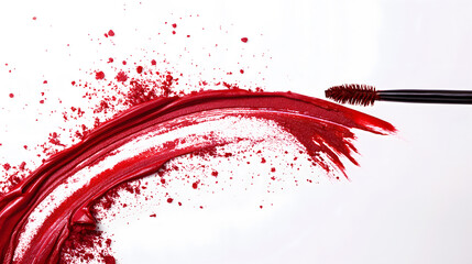 Dynamic Movement of Red Lip Gloss Smudge on Light Background