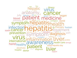 Hepatitis word cloud template. Health and Medical awareness concept vector background.