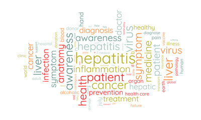 Hepatitis word cloud template. Health and Medical awareness concept vector background.