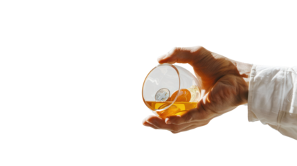 
Businessman saves money Hand holding a coin in a glass jug