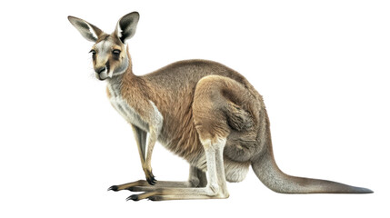 Fototapeta premium Brown kangaroo standing on white background