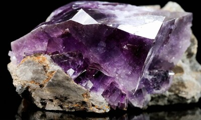 amethyst on a black background.  amethyst in section on a black background isolated