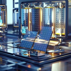 Image of a research lab exploring new methods to efficiently recycle solar panel materials, 3D illustration - obrazy, fototapety, plakaty