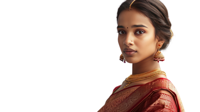 Beautiful young Indian woman wearing a traditional sari