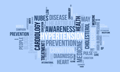Hypertension word cloud template. Health awareness concept vector background.