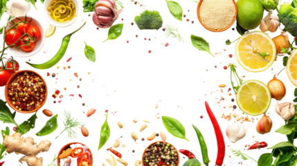 
Asian food background with various ingredients Vietnamese and Thai food