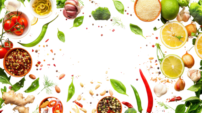 
Asian food background with various ingredients Vietnamese and Thai food