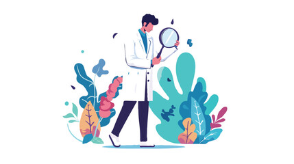 Scientist Examining Samples with Magnifying Glass

