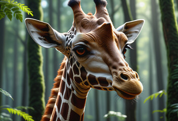Close-up photo of a giraffe - obrazy, fototapety, plakaty