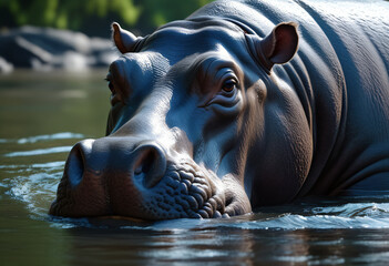 Hippopotamus in the river