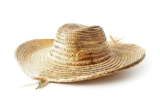 Fashionable Straw Sombrero Hat Isolated on White Background. Perfect Summer Accessory for Your Clothing Collection