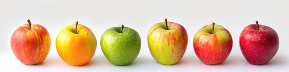 Fresh and Delicious! Different Apple Varieties for Your Bio Diet on White Background