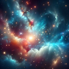 Fototapeta premium Abstract space background with nebula, stars and galaxies. Computer generated graphics generated by ai