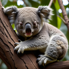 Naklejka premium A koala perched on a tree