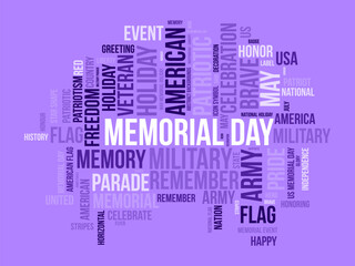 Memorial Day word cloud template. Federal awareness concept vector background.