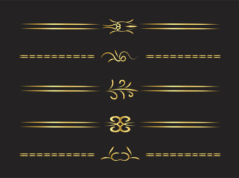 Set of line decorative calligraphic elements for editable and design