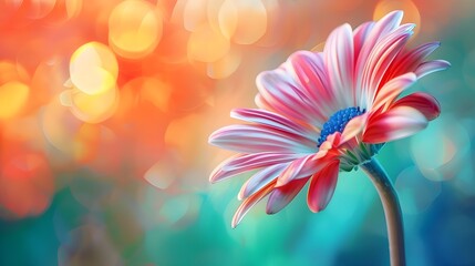 Close up of gerber flower., Orange Gerbera under the warm light of sunbeam in morning in beautiful garden for creating the flower background Ai generated  - obrazy, fototapety, plakaty