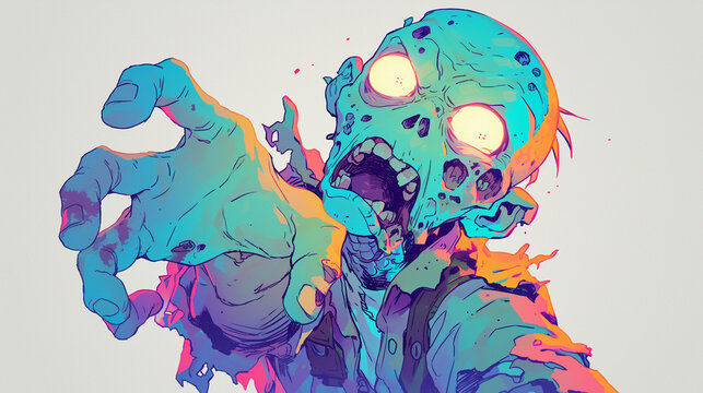 A zombie highly detailed realistic sticker of a zombie boy