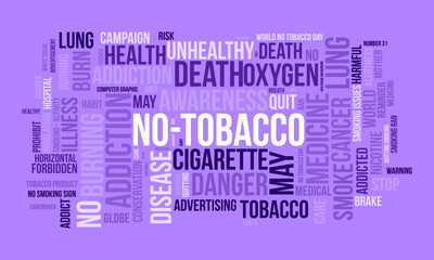 No-Tobacco word cloud template. Health awareness concept vector background.