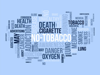 No-Tobacco word cloud template. Health awareness concept vector background.