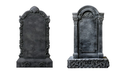 Set of Blank Tombstones for Gravestone Mockup, Isolated on Transparent Background, PNG - obrazy, fototapety, plakaty