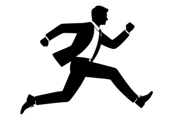 Fototapeta na wymiar Businessman running or jumping silhouette. Vector illustration