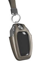 Car remote control key in lather case realistic view 3d render on white