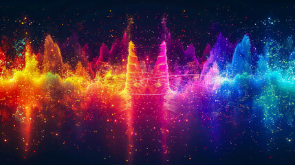 Naklejka premium Musical sound wave concept, abstract design with colorful audio frequency pattern