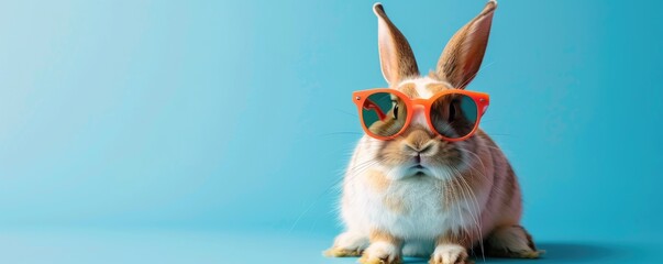 Fashion funny rabbit wearing sunglasses