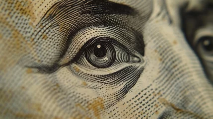 Fotobehang Macro shot of an eye on a dollar bill © taraskobryn