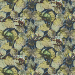 design of chameleons in the jungle painted in watercolor