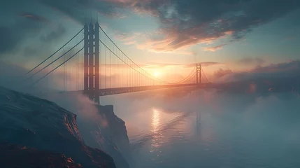 Cercles muraux Tower Bridge a sleek suspension bridge, its graceful curves and towering supports spanning vast expanses of water with architectural grace and engineering prowess, in stunning 8k full ultra HD.