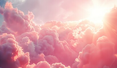 Pink clouds against the rising sun. The concept of a new beginning and hope.