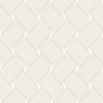 Seamless pattern with geometric waves. Endless stylish texture. Ripple bold monochrome background. Linear weaved grid. Thin interlaced swatch.	