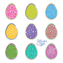 Abstract vector vintage dotted easter egg set - 775191569