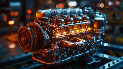 Schilderijen op glas efficiency of a modern diesel engine, its sleek design and advanced technology ensuring optimal performance in any setting, in cinematic 8k high resolution. © Ghouri